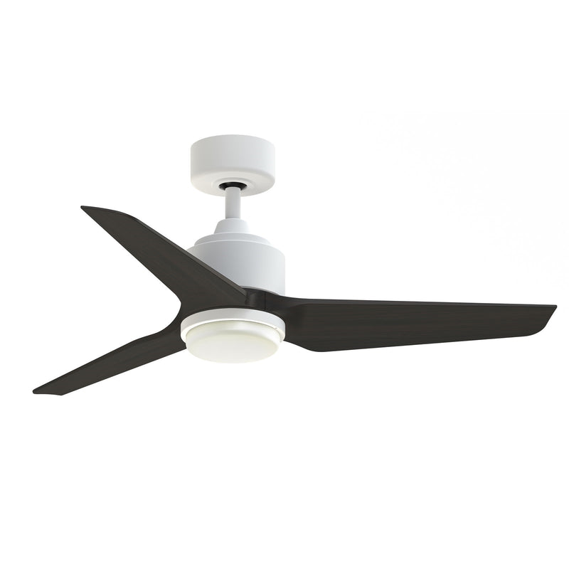Fanimation TriAire Custom 44in 1-Light Smart Ceiling Fan | Modern Matte White and Dark Walnut Composite | Living Room | Model FPD8514MWW-44DWAW-LK
