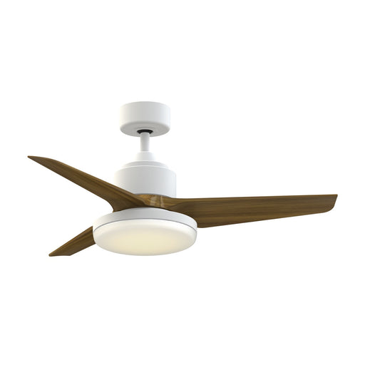 Fanimation TriAire Custom 44in 1-Light Smart Ceiling Fan | Modern Matte White and Koa Composite | Living Room & Covered | Model FPD8514MWW-44KW-12LK