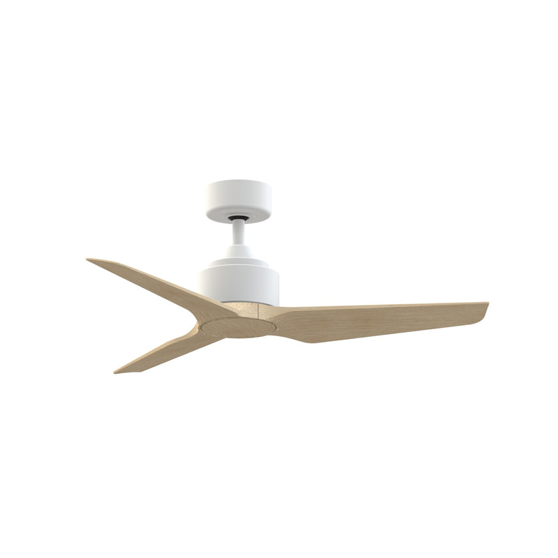 Fanimation TriAire Custom 44in Smart Ceiling Fan (No Light) | Modern Matte White and Natural Composite Blades | Patio | Model FPD8514MWW-44NW