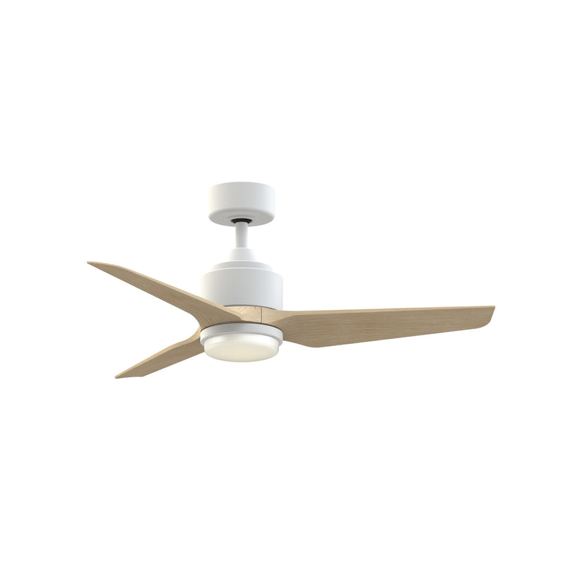 Fanimation TriAire Custom 44in 1-Light Smart Ceiling Fan | Matte White and Natural Composite Blades | Porch & Patio | Model FPD8514MWW-44NW-LK