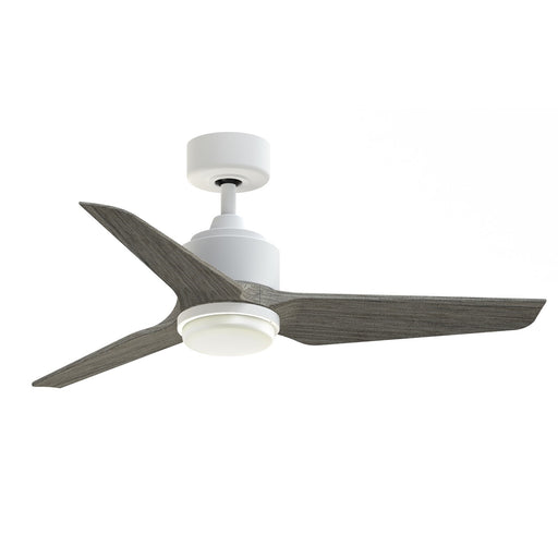 Fanimation TriAire Custom 44in 1-Light Smart Ceiling Fan | Matte White and Weathered Wood Composite Blades | Porch | Model FPD8514MWW-44WEW-LK