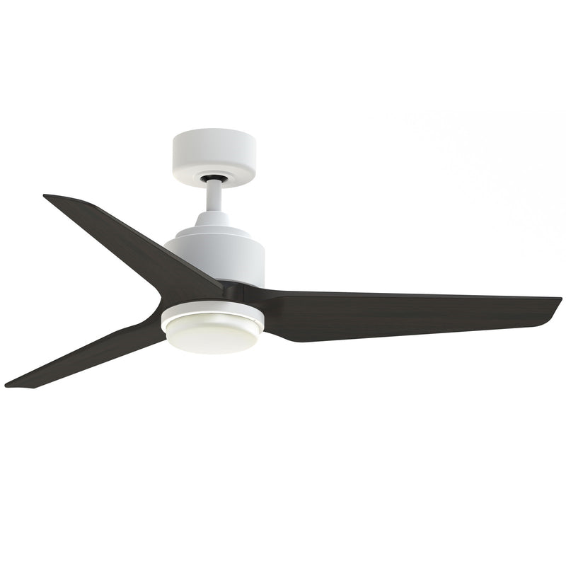 Fanimation TriAire Custom 48in 3-Blade Smart Ceiling Fan with LED Light Kit | Matte White and Dark Walnut Composite | Model FPD8514MWW-48DWAW-LK