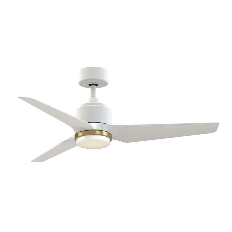 Fanimation TriAire Custom 48in 1-Light Smart Ceiling Fan | Modern Matte White and Brushed Satin Brass Opal Frosted | Model FPD8514MWW-48MWW-LKBS
