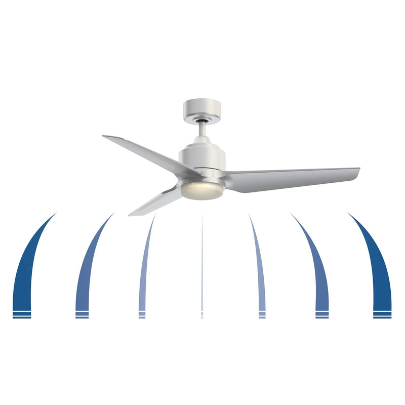 Fanimation TriAire Custom 48in 1-Light Smart Ceiling Fan | Modern Matte White and Brushed Satin Brass Opal Frosted | Model FPD8514MWW-48MWW-LKBS