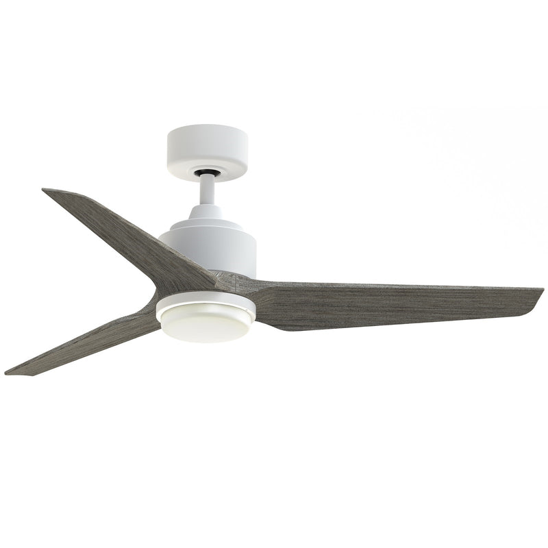 Fanimation TriAire Custom 48in 3-Blade Wet Rated Smart Ceiling Fan with LED Light | Matte White and Weathered Wood | Model FPD8514MWW-48WEW-LK