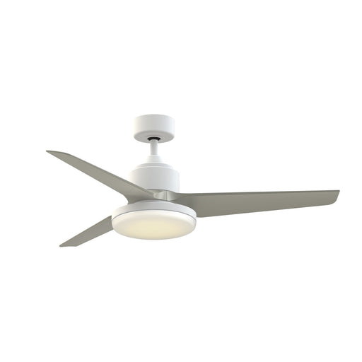 Fanimation TriAire Custom 52in 1-Light Ceiling Fan | Modern Matte White and Brushed Nickel Composite | Indoor & Outdoor | Model FPD8514MWW-52BNW-12LK