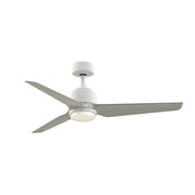 Fanimation TriAire Custom 52in 1-Light Ceiling Fan | Modern Matte White and Brushed Nickel Composite | Indoor & Outdoor | Model FPD8514MWW-52BNW-LK