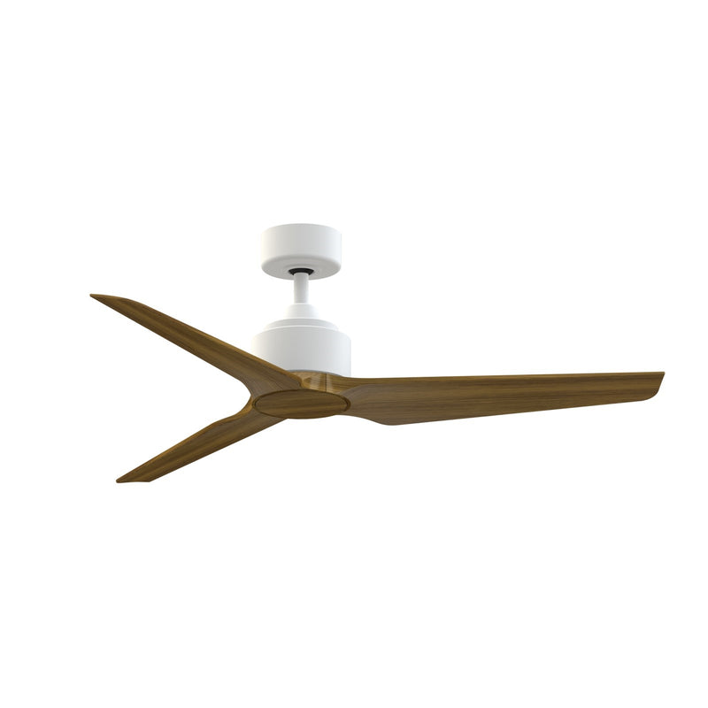 Fanimation TriAire Custom 52in Smart Ceiling Fan | Modern Matte White and Koa Composite | Covered Patio & Living Room | Model FPD8514MWW-52KW
