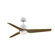 Fanimation TriAire Custom 52in 1-Light Smart Ceiling Fan | Modern Matte White and Koa Composite | Covered Patio & Living | Model FPD8514MWW-52KW-LK