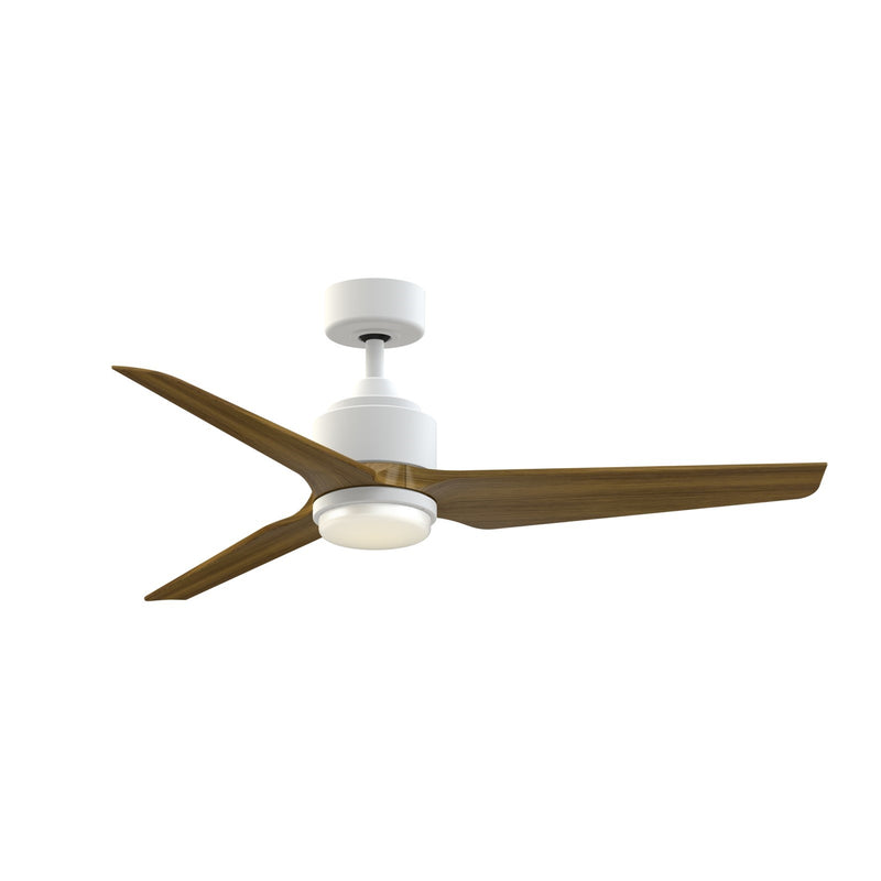 Fanimation TriAire Custom 52in 1-Light Smart Ceiling Fan | Modern Matte White and Koa Composite | Covered Patio & Living | Model FPD8514MWW-52KW-LK