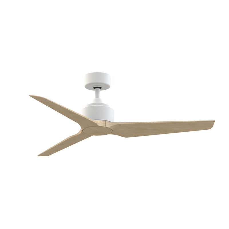 Fanimation TriAire Custom 52in Ceiling Fan | Modern Matte White and Natural Blades | Patio & Covered Porch | Model FPD8514MWW-52NW