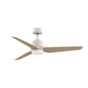 Fanimation TriAire Custom 52in 1-Light Ceiling Fan | Modern Matte White and Natural Blades with Opal Frosted Glass | Patio | Model FPD8514MWW-52NW-LK