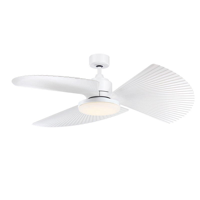 Fanimation TriAire Custom 52in 1-Light Ceiling Fan | Modern Matte White and Opal Frosted Glass | Living Room & Covered | Model FPD8514MWW-52PMWW-12LK
