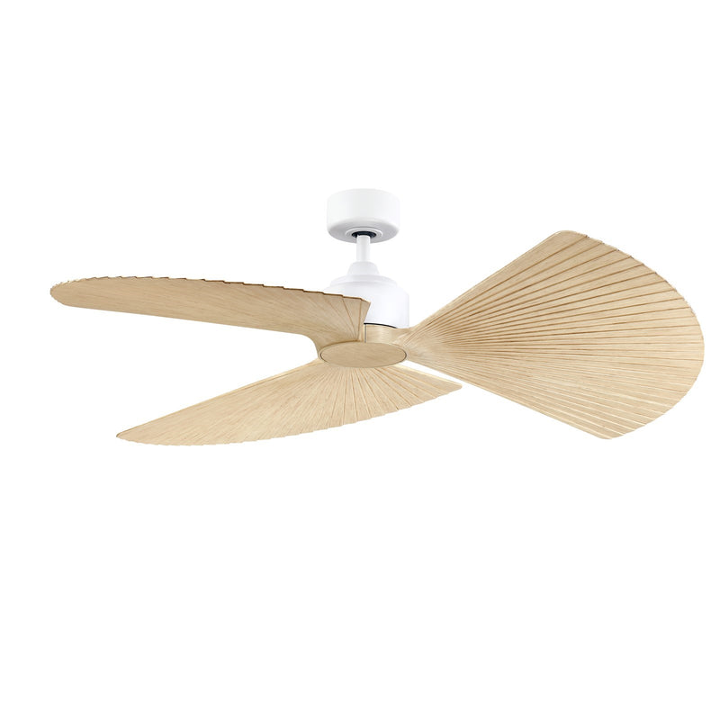 Fanimation TriAire Custom 52in Ceiling Fan | Modern Matte White and Natural Composite Blades | Living Room & Covered Patio | Model FPD8514MWW-52PNW