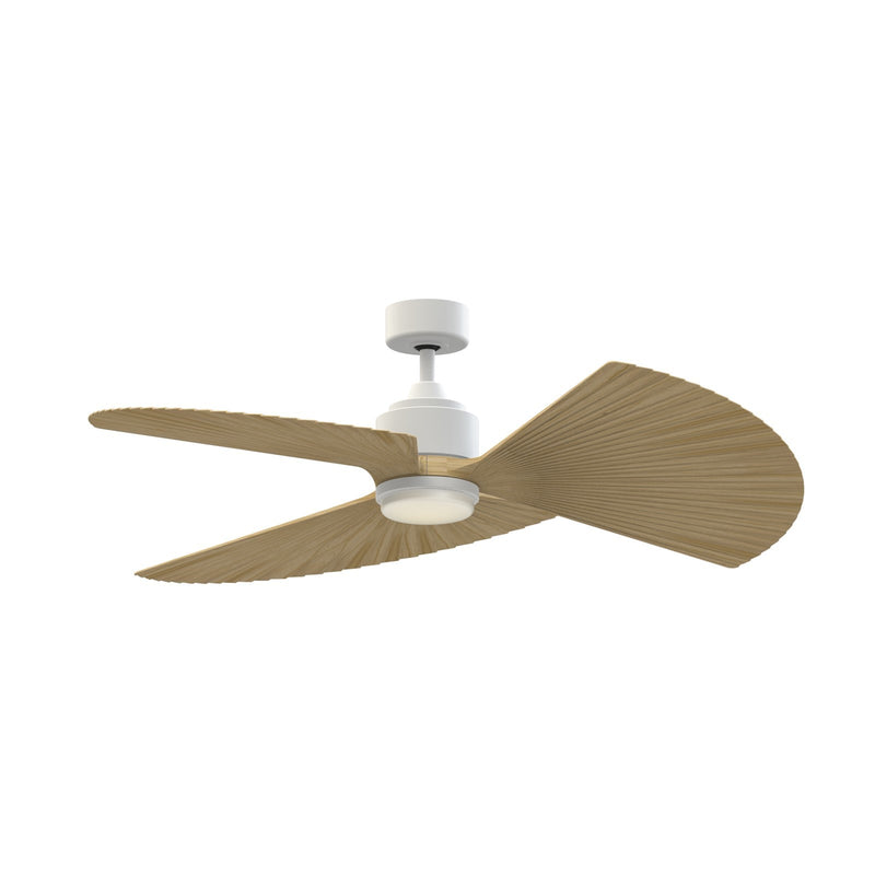 Fanimation TriAire Custom 52in 1-Light Ceiling Fan | Modern Matte White and Natural Pleated Composite Blades | Covered | Model FPD8514MWW-52PNW-LK