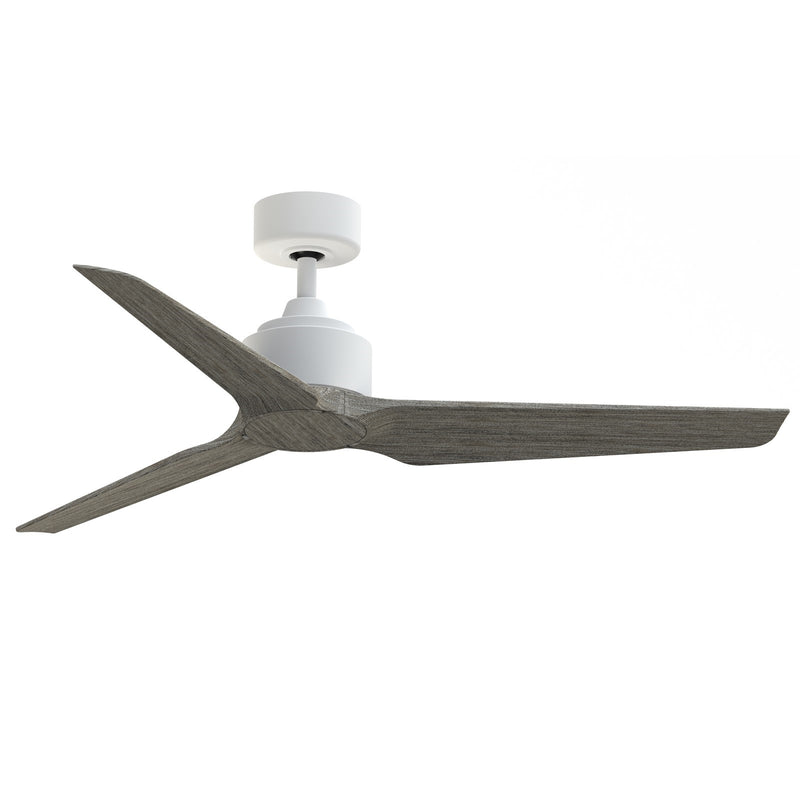 Fanimation TriAire Custom 52in Ceiling Fan | Modern Matte White and Weathered Wood Composite Blades | Covered Patio & Living | Model FPD8514MWW-52WEW