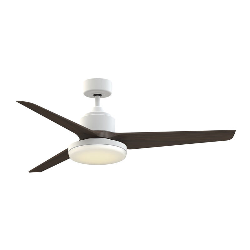 Fanimation TriAire Custom 56in 3-Blade Ceiling Fan with 12in LED | Matte White and Dark Walnut Composite | Living Room | Model FPD8514MWW-56DWAW-12LK
