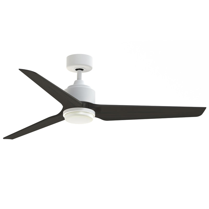 Fanimation TriAire Custom 56in 3-Blade Ceiling Fan with LED | Matte White and Dark Walnut Composite | Living Room | Model FPD8514MWW-56DWAW-LK