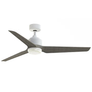 Fanimation TriAire Custom 56in 3-Blade Smart Ceiling Fan with LED Light Kit | Matte White and Weathered Wood Composite | Model FPD8514MWW-56WEW-LK