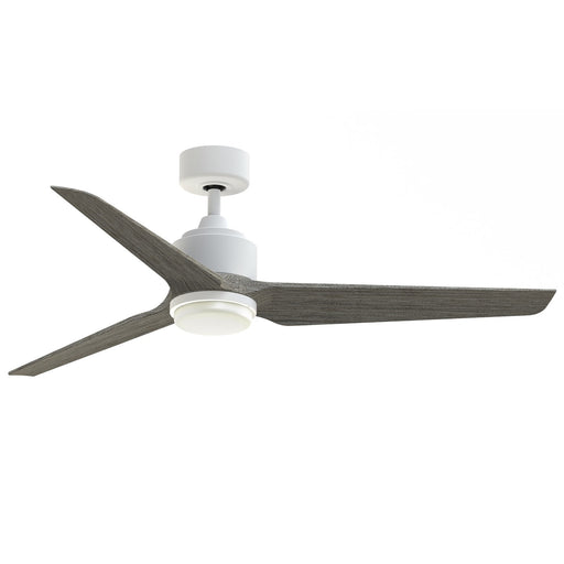 Fanimation TriAire Custom 56in 3-Blade Smart Ceiling Fan with LED Light Kit | Matte White and Weathered Wood Composite | Model FPD8514MWW-56WEW-LK