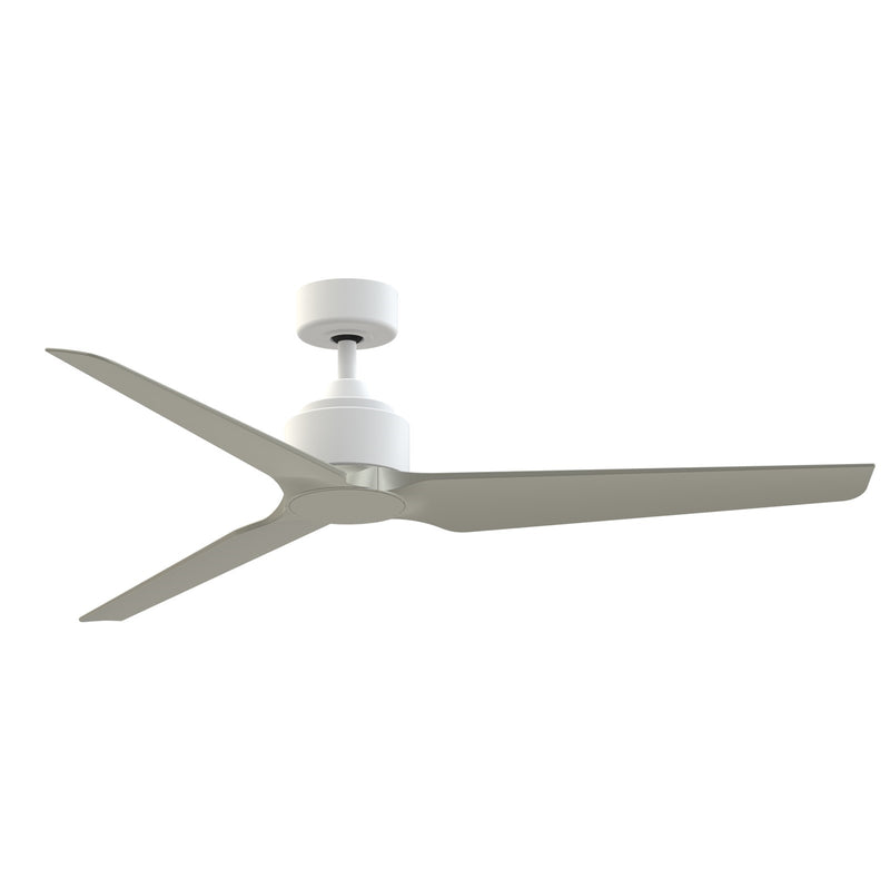 Fanimation TriAire Custom 60in 3-Blade Smart Ceiling Fan | Matte White and Brushed Nickel Composite | Indoor & Outdoor Wet | Model FPD8514MWW-60BNW