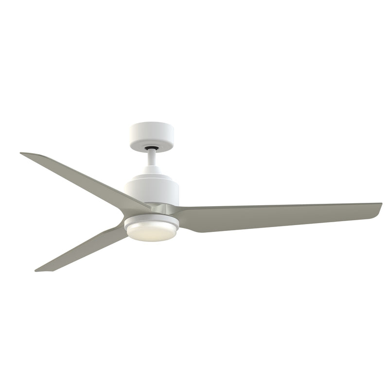 Fanimation TriAire Custom 60in 1-Light Smart Ceiling Fan | Modern Matte White and Brushed Nickel Composite Blades | Model FPD8514MWW-60BNW-LK