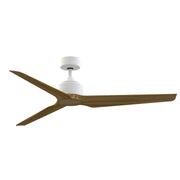 Fanimation TriAire Custom 60in Ceiling Fan | Matte White and Koa Composite Blades | Indoor & Outdoor Wet Rated | Model FPD8514MWW-60KW