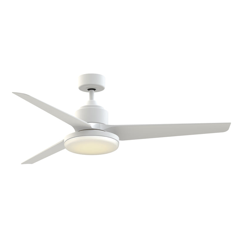 Fanimation TriAire Custom 60in 3-Blade Smart Ceiling Fan with 12in LED Light Kit | Modern Matte White and Opal Frosted | Model FPD8514MWW-60MWW-12LK