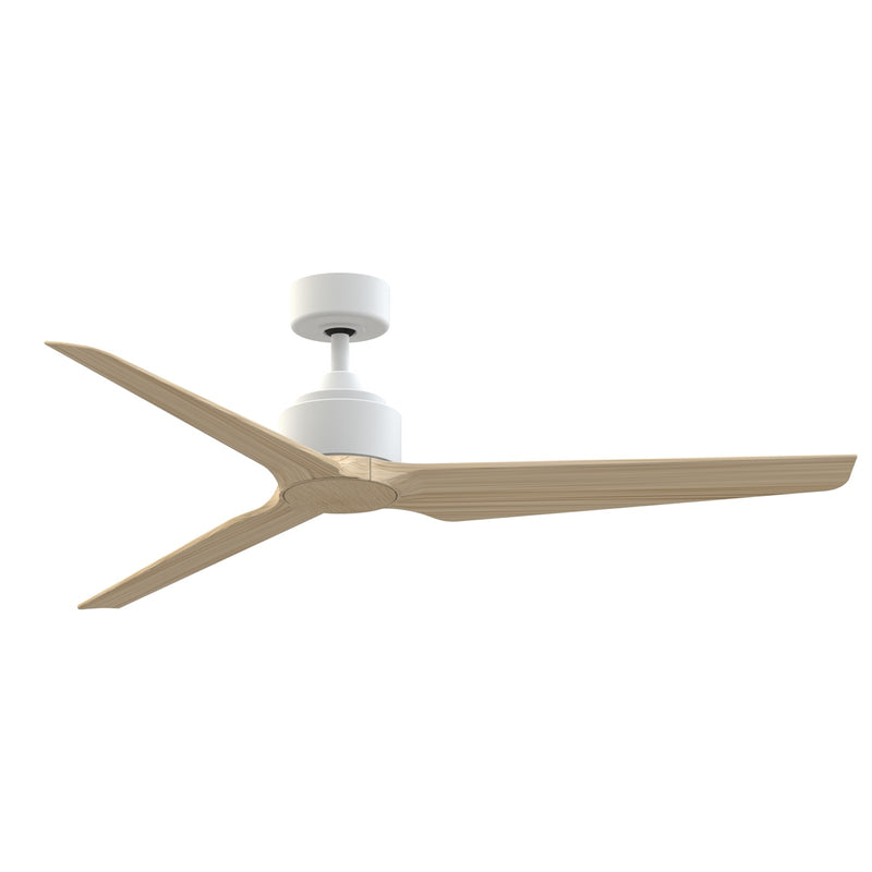 Fanimation TriAire Custom 60in Smart Ceiling Fan | Modern Matte White and Natural Composite Blades | Covered Patio & Living | Model FPD8514MWW-60NW