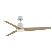 Fanimation TriAire Custom 60in 1-Light Smart Ceiling Fan | Modern Matte White and Natural Blades with Opal Frosted Glass | Model FPD8514MWW-60NW-LK