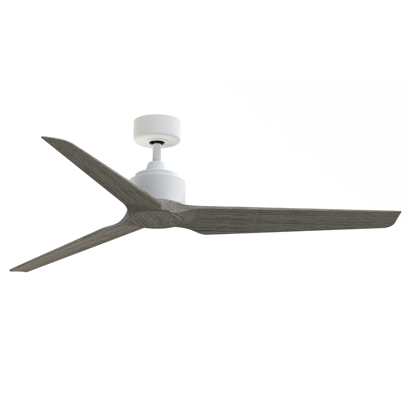 Fanimation TriAire Custom 60in 3-Blade Smart Ceiling Fan | Matte White and Weathered Wood Composite | Indoor & Outdoor Wet | Model FPD8514MWW-60WEW