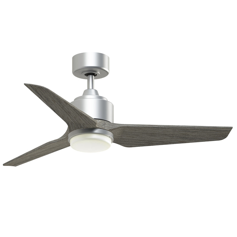 Fanimation TriAire Custom 44in 1-Light Smart Ceiling Fan | Silver and Weathered Wood Composite Blades | Indoor & Outdoor | Model FPD8514SLW-44WEW-LK