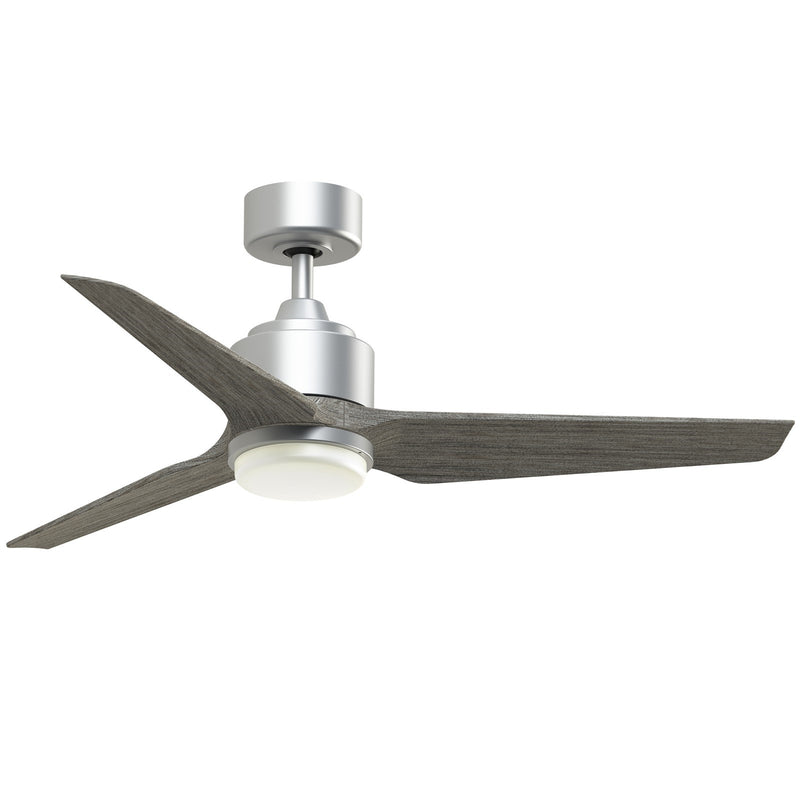 Fanimation TriAire Custom 48in 1-Light Ceiling Fan | Silver and Weathered Wood with Opal Frosted Glass | Covered Patio | Model FPD8514SLW-48WEW-LK