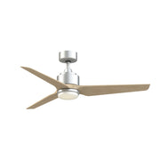 Fanimation TriAire Custom 52in 1-Light Smart Ceiling Fan | Silver and Natural Composite Blades | Indoor & Outdoor Wet | Model FPD8514SLW-52NW-LK