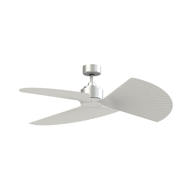 Fanimation TriAire Custom 52in Ceiling Fan | Silver and Matte White Pleated Composite Blades | Wet Rated Indoor & Outdoor | Model FPD8514SLW-52PMWW