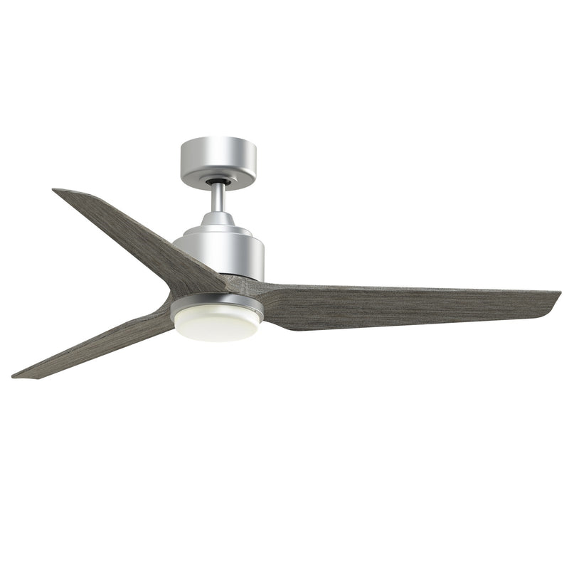 Fanimation TriAire Custom 52in 3-Blade Smart Ceiling Fan with LED Light | Silver and Weathered Wood Composite | Indoor | Model FPD8514SLW-52WEW-LK