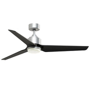 Fanimation TriAire Custom 56in 3-Blade Smart Ceiling Fan with LED Light | Silver and Black Composite | Indoor & Outdoor | Model FPD8514SLW-56BLW-LK