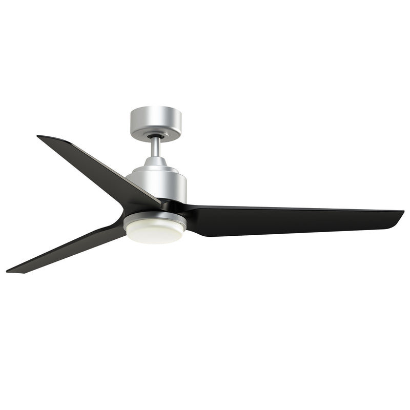Fanimation TriAire Custom 56in 3-Blade Smart Ceiling Fan with LED Light | Silver and Black Composite | Indoor & Outdoor | Model FPD8514SLW-56BLW-LK