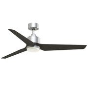 Fanimation TriAire Custom 56in 3-Blade Ceiling Fan with LED Light | Silver and Dark Walnut Composite | Wet Rated Indoor | Model FPD8514SLW-56DWAW-LK