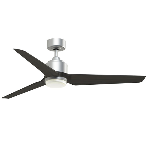 Fanimation TriAire Custom 56in 3-Blade Ceiling Fan with LED Light | Silver and Dark Walnut Composite | Wet Rated Indoor | Model FPD8514SLW-56DWAW-LK