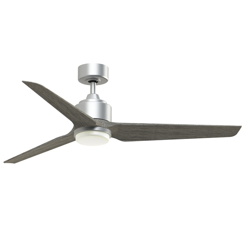 Fanimation TriAire Custom 56in 3-Blade Smart Ceiling Fan with LED Light | Silver and Weathered Wood Composite | Indoor | Model FPD8514SLW-56WEW-LK