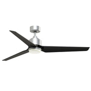 Fanimation TriAire Custom 60in 3-Blade Smart Ceiling Fan with LED Light | Silver and Black Composite | Indoor & Outdoor | Model FPD8514SLW-60BLW-LK