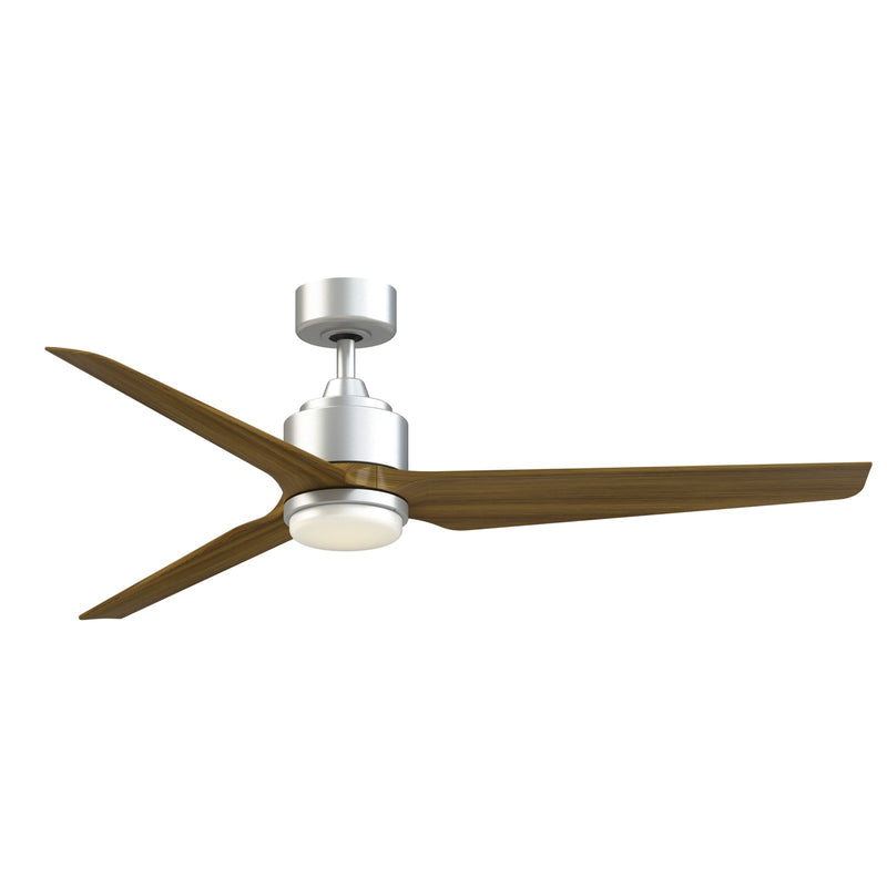 Fanimation TriAire Custom 60in 3-Blade Wet Rated Smart Ceiling Fan with LED Light | Silver and Koa Composite | Patio | Model FPD8514SLW-60KW-LK