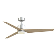 Fanimation TriAire Custom 60in 3-Blade Smart Ceiling Fan with LED Light Kit | Silver and Natural Composite Blades | Wet | Model FPD8514SLW-60NW-LK