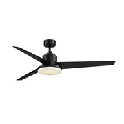 Fanimation TriAire Custom 64in 3-Blade Ceiling Fan with 12in LED Light Kit | Modern Black and Black Composite Blades | Model FPD8515BLW-64BLW-12LK