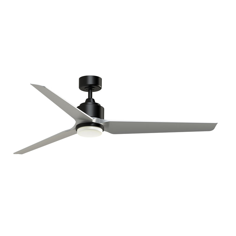Fanimation TriAire Custom 64in 1-Light Ceiling Fan | Modern Black with Silver Blades and Opal Frosted Glass | Indoor | Model FPD8515BLW-64SLW-LK