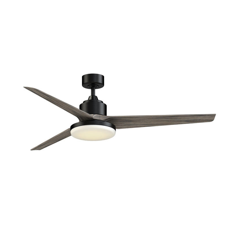 Fanimation TriAire Custom 64in 3-Blade Smart Ceiling Fan with 12in LED Light | Black and Weathered Wood Composite | Model FPD8515BLW-64WEW-12LK