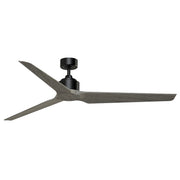 Fanimation TriAire Custom 64in 3-Blade Smart Ceiling Fan | Black and Weathered Wood Composite | Covered Patio & Large Rooms | Model FPD8515BLW-64WEW