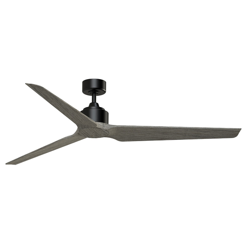 Fanimation TriAire Custom 64in 3-Blade Smart Ceiling Fan | Black and Weathered Wood Composite | Covered Patio & Large Rooms | Model FPD8515BLW-64WEW