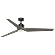 Fanimation TriAire Custom 64in 3-Blade Smart Ceiling Fan with LED Light | Black and Weathered Wood Composite | Covered | Model FPD8515BLW-64WEW-LK